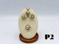 Set of South Sea Pearls Stud Earrings, Ring and Pendant