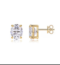 4cttw Oval Moissanite Stud Earrings in Vermeil Setting