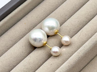 6-12mm White Freshwater Pearls French-Style Stud Earrings