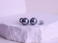 Platinum Black Tahitian Pearls Stud Earrings