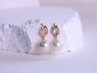 White Edison Freshwater Pearls Horseshoe Dangling Earrings