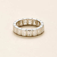 Emerald-Cut Moissanite Eternity Ring in Sterling Silver